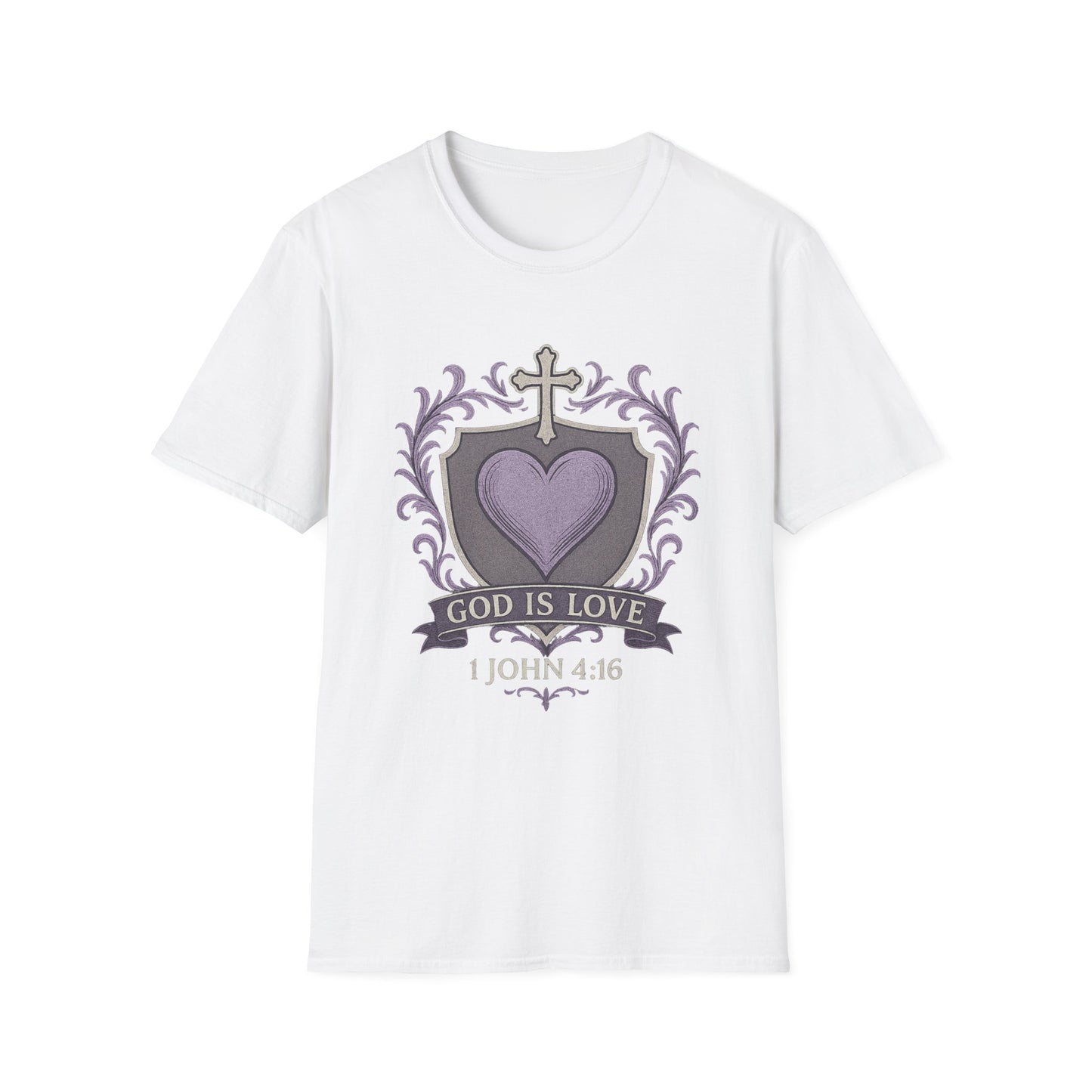 God Is Love Women's Bible Verse Inspirational Christian Tshirt (Faded Logo)