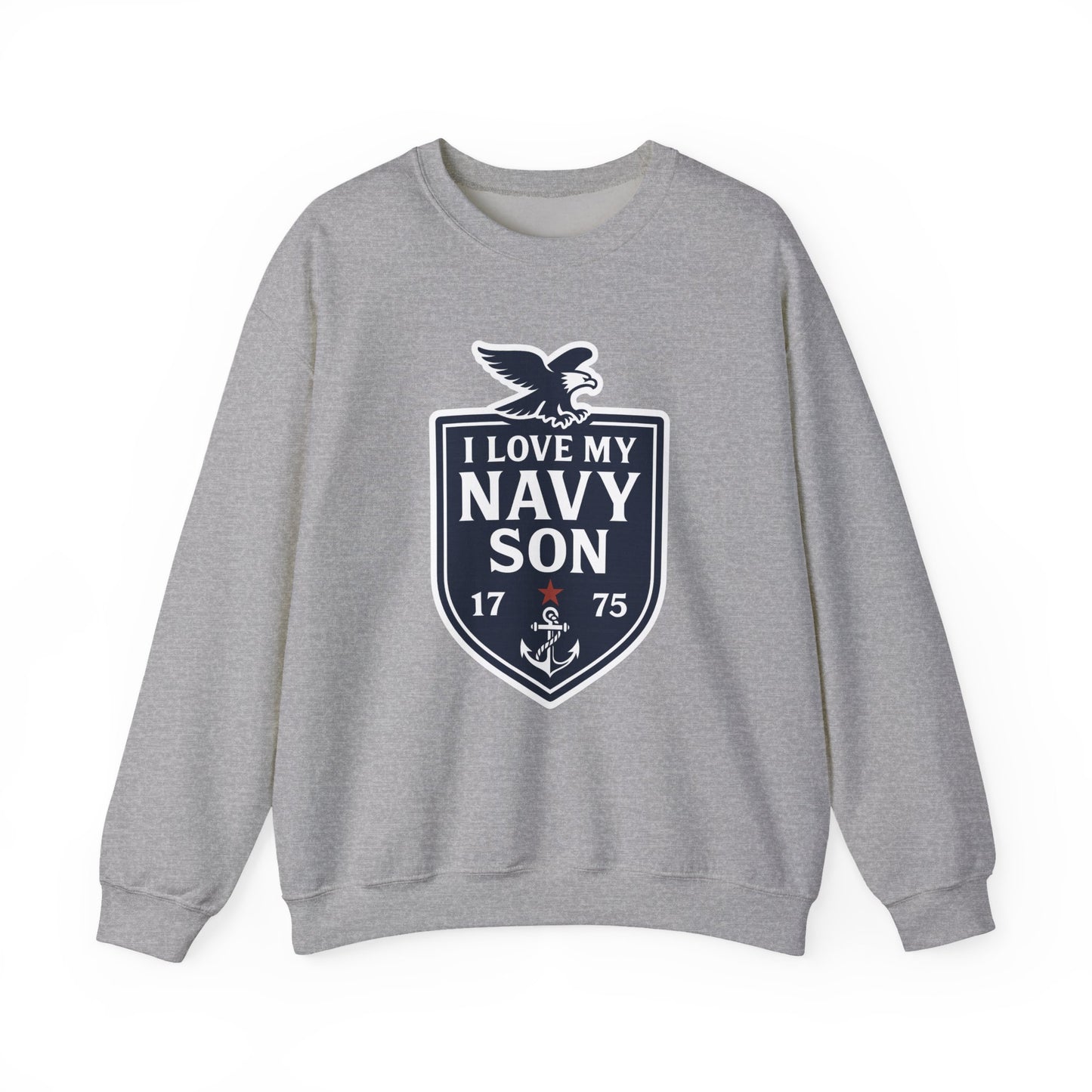 "I Love my Navy Son" Military Pride Navy Patriotic Crest Crewneck Sweatshirt
