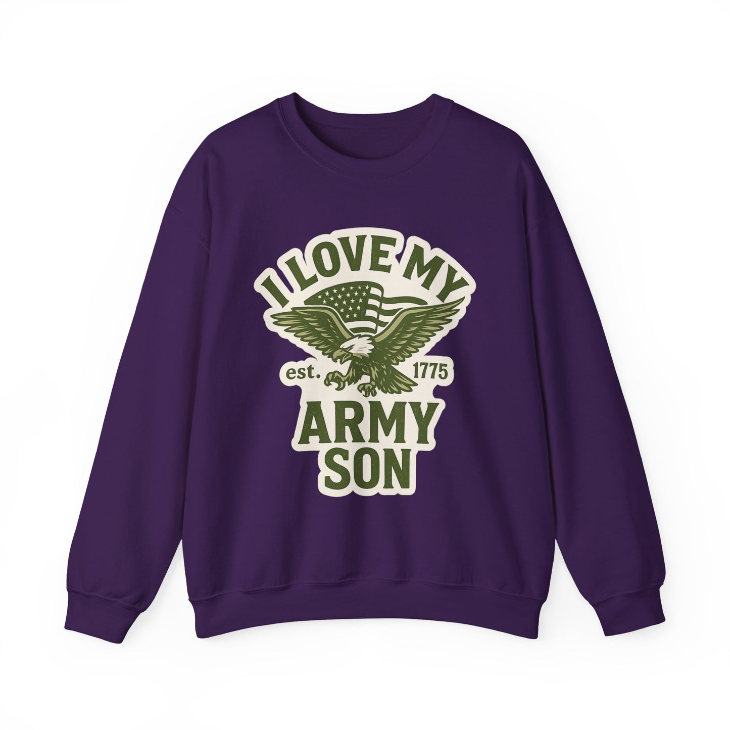 "I Love My Army Son" Patriotic Crewneck Sweatshirt for Army Military Parents
