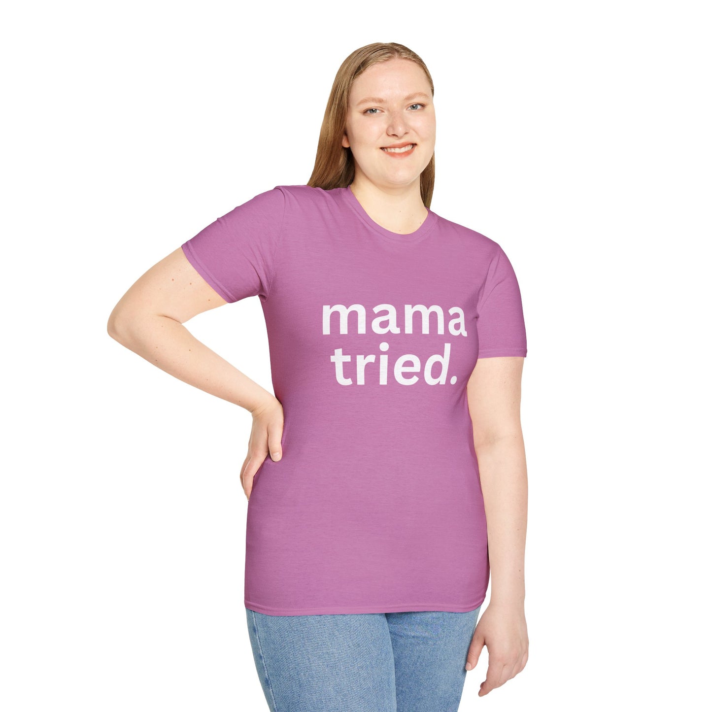 Mama Tried Women's Relaxed/Plus Tshirt (White Logo) - Sweet Baby Jeez Teez