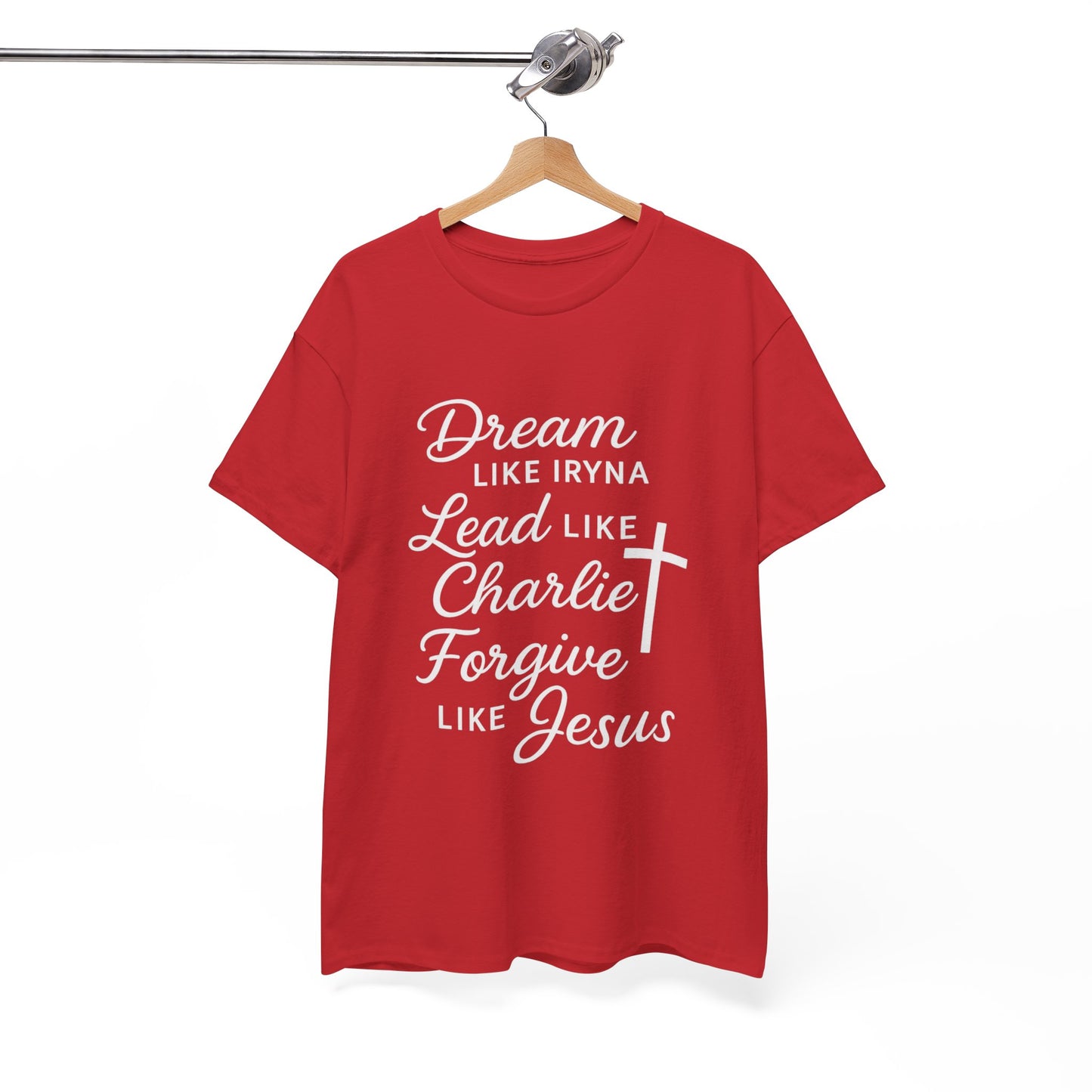 Dream, Lead, Forgive Women's Relaxed Heavy Cotton Tshirt (White Logo)