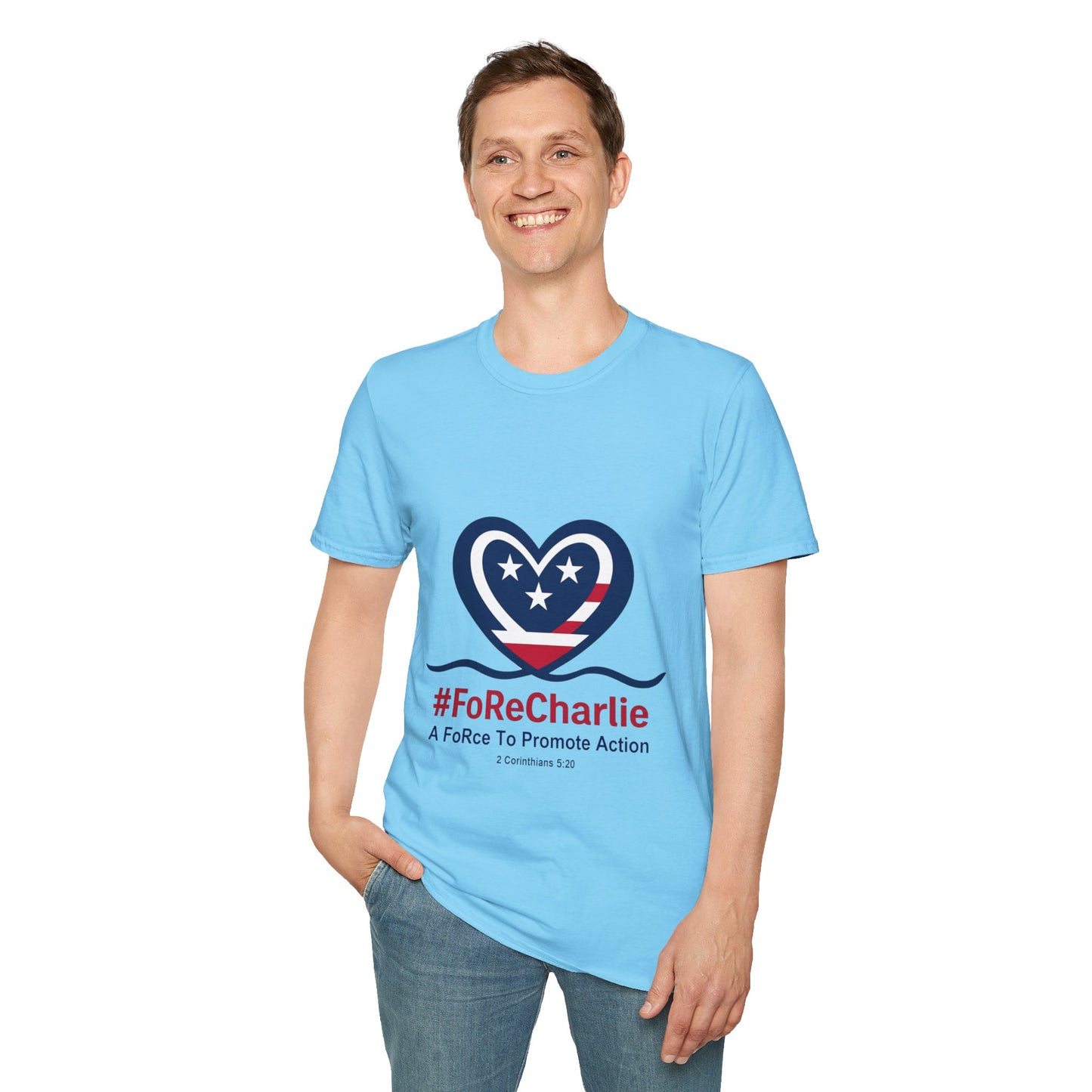 "FoRe Charlie" Ambassador Pageant Memorial Tshirt of Charlie Kirk (Heart Logo)