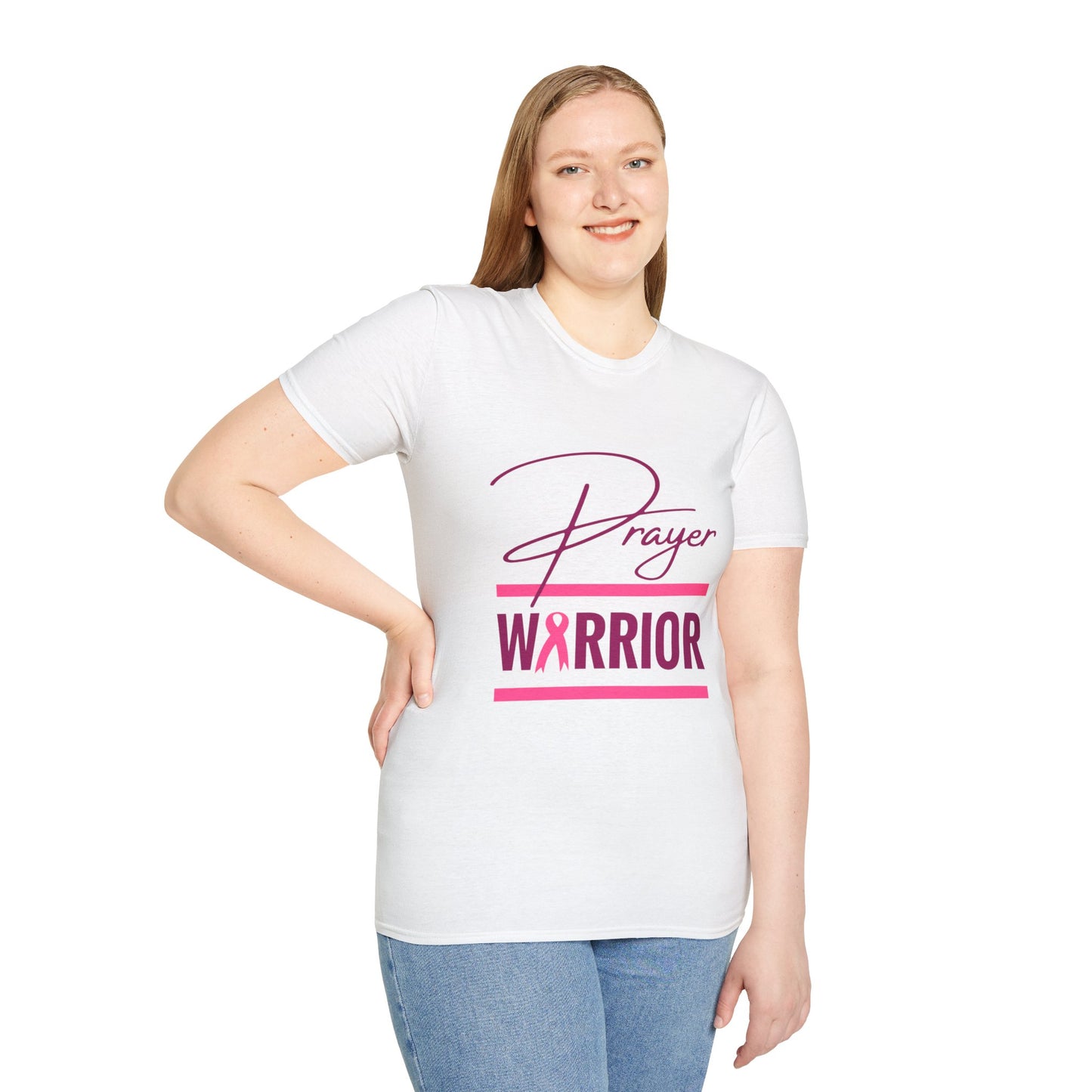 Prayer Warrior Breast Cancer Women's Relaxed/Plus Tshirt (Pink Logo) - Sweet Baby Jeez Teez