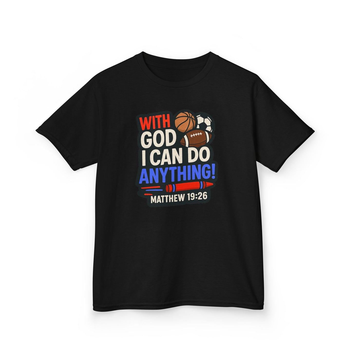 "With God I Can Do Anything!" Bible Verse Christian Boy's Inspirational Tshirt