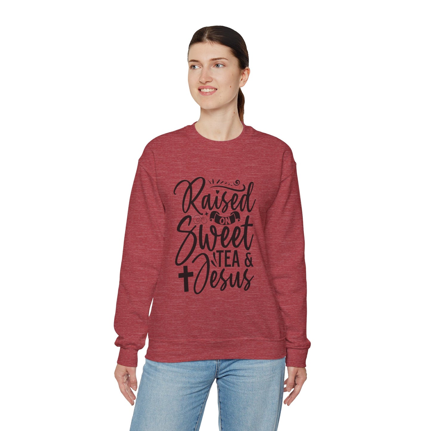 Sweet Tea and Jesus Women's Relaxed Sweatshirt (Black Logo) - Sweet Baby Jeez Teez