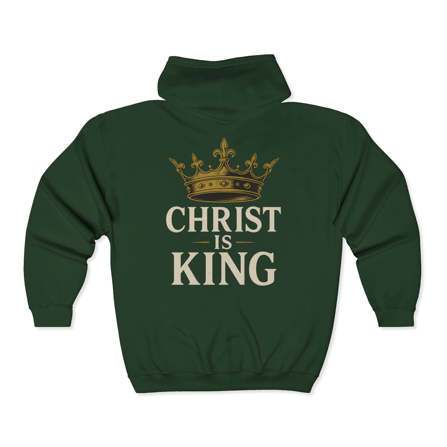 "Christ is King" Unisex Cozy Full-Zip Hoodie (Back Logo)