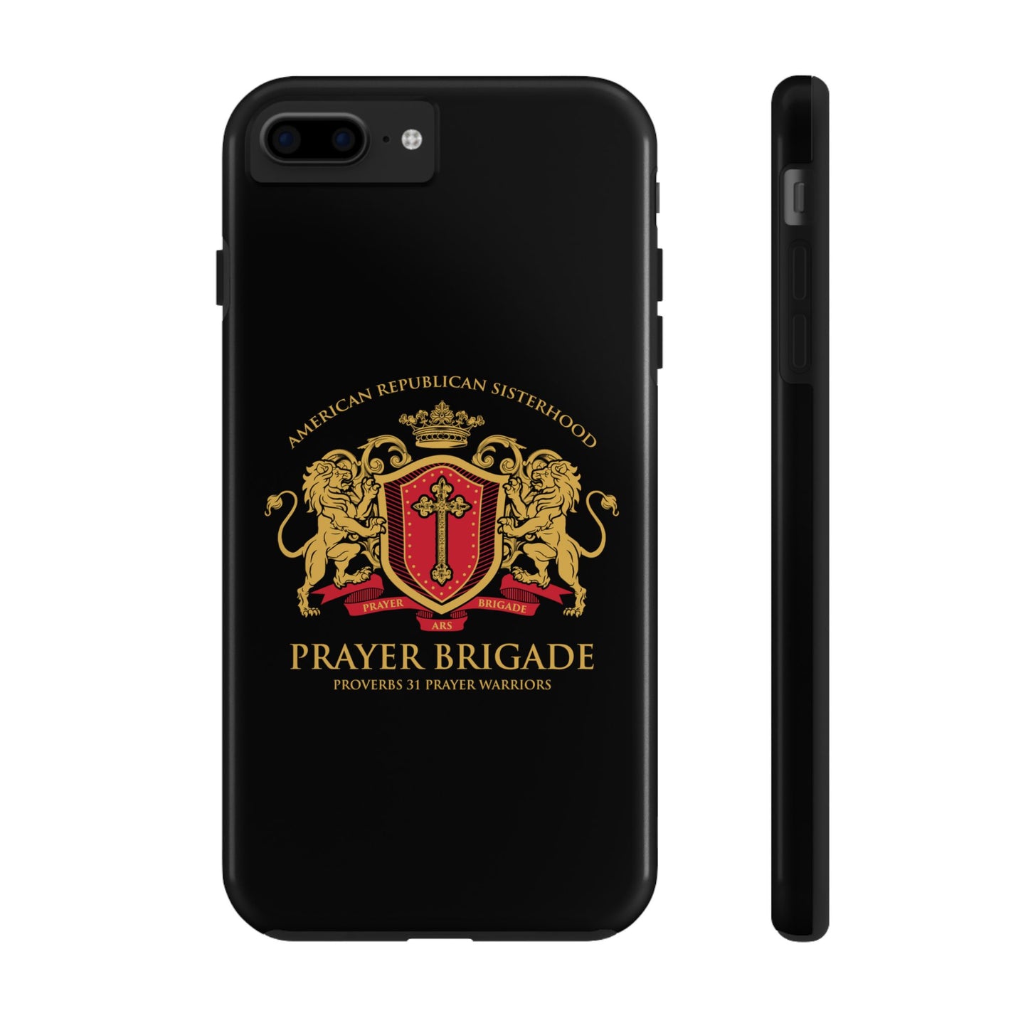 ARS Prayer Brigade Tough Phone Case (Black with Gold/Red Logo)