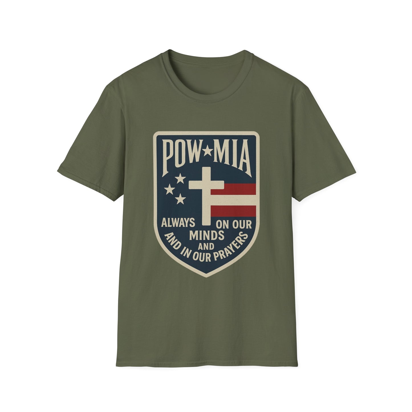 "POW MIA Thoughts & Prayers" Tribute Military Support Softstyle T-Shirt
