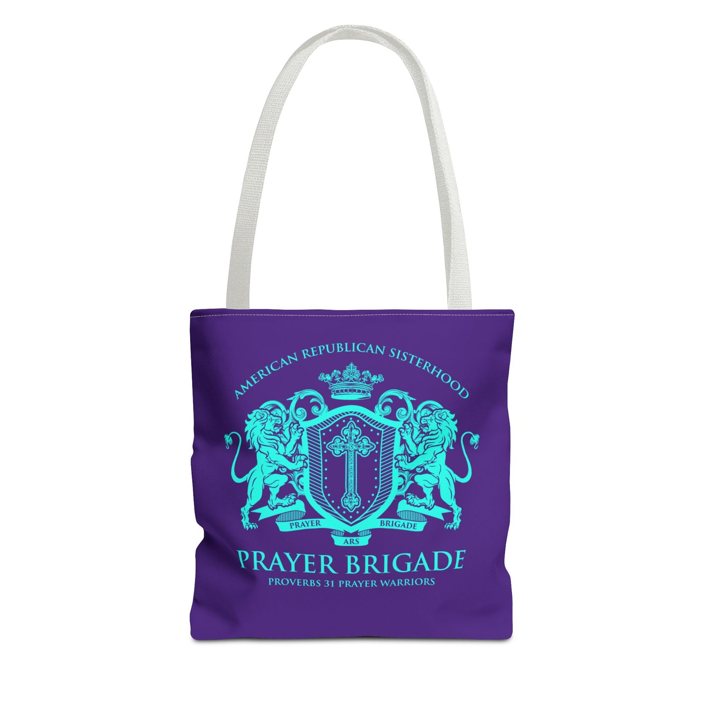 ARS Prayer Brigade Tote Bag (Purple with Aqua Logo)