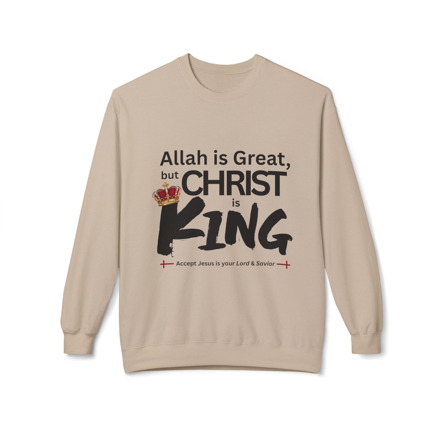 "Christ is King" Unisex Comfy Fleece Sweatshirt (Great Logo - Front) - Sweet Baby Jeez Teez