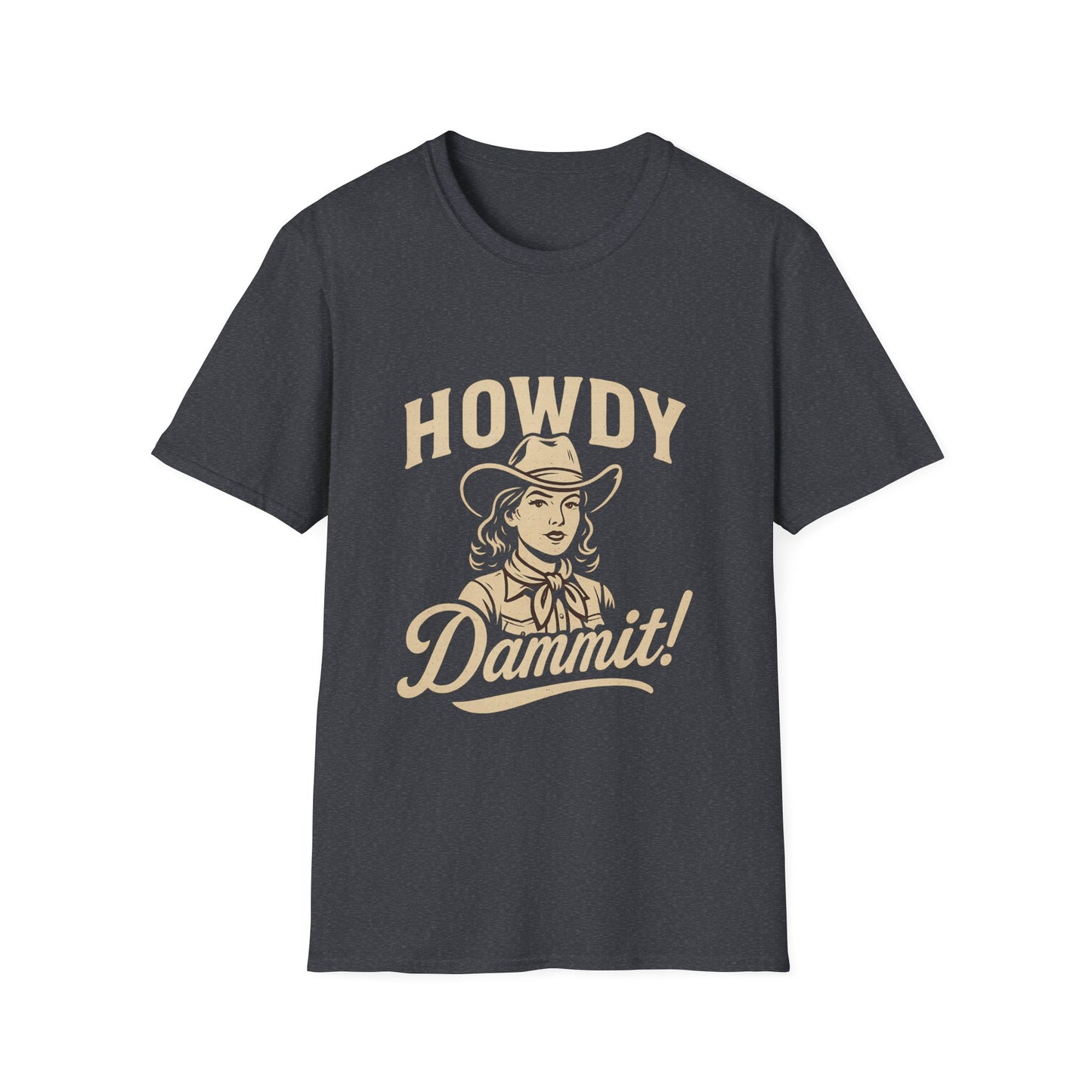 Howdy Dammit! Aggie Texas Cowgirl Softstyle Tshirt (Gold Logo)
