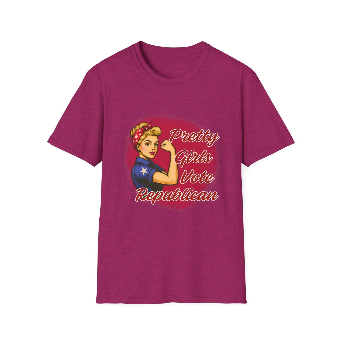 "Pretty Girls Vote Republican" Empowered Women Softstyle T-Shirt Tee (Blonde)