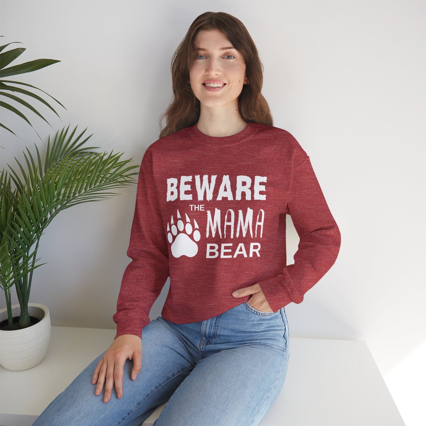 Mama Bear Women's Relaxed Sweatshirt (White Logo) - Sweet Baby Jeez Teez