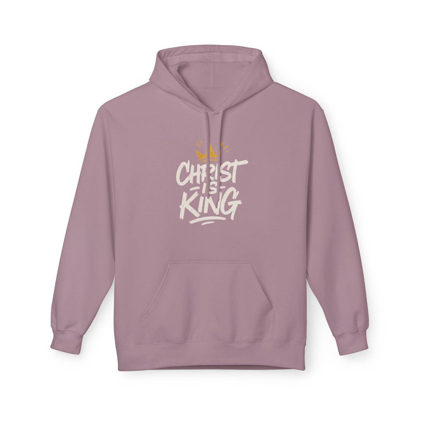 Christ is King Fleece Hoodie Faith-Based Sweatshirt (Gold Crown Logo)