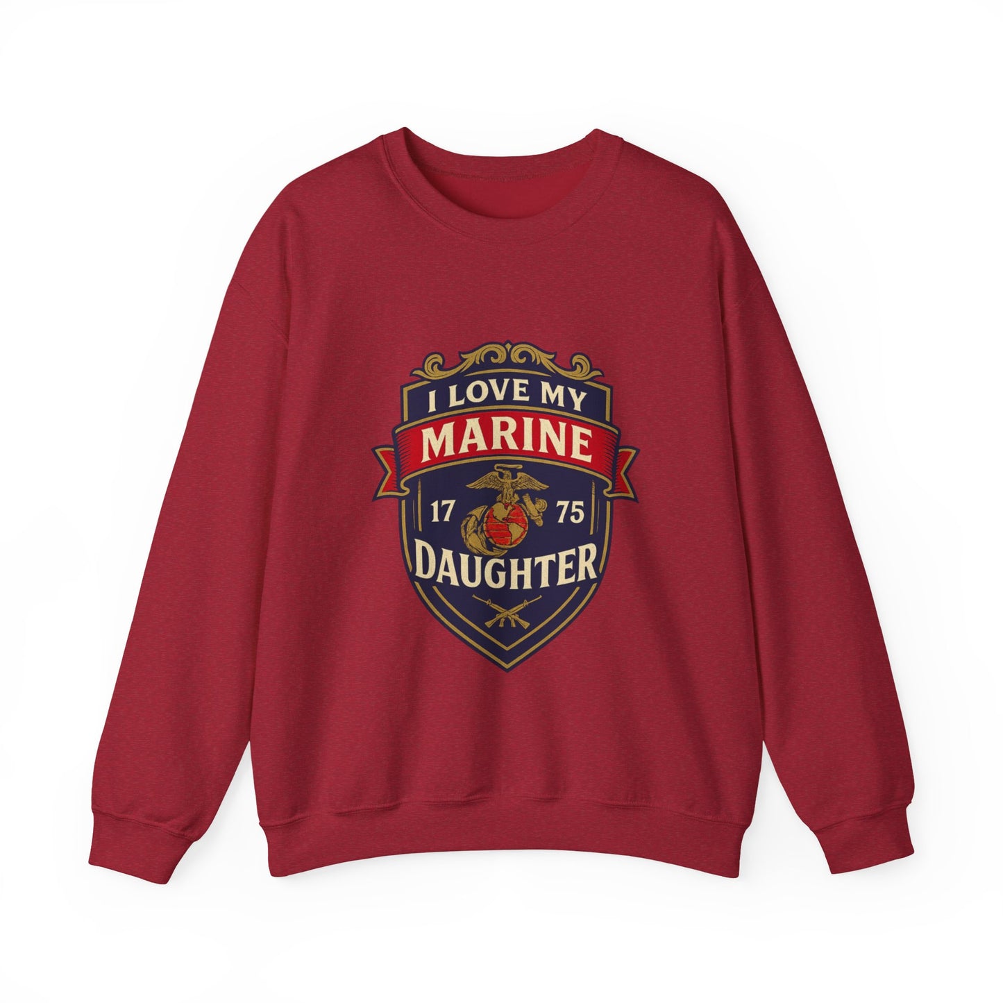 "I Love My Marine Daughter" Patriotic Crewneck Sweatshirt for Marine Military Parents