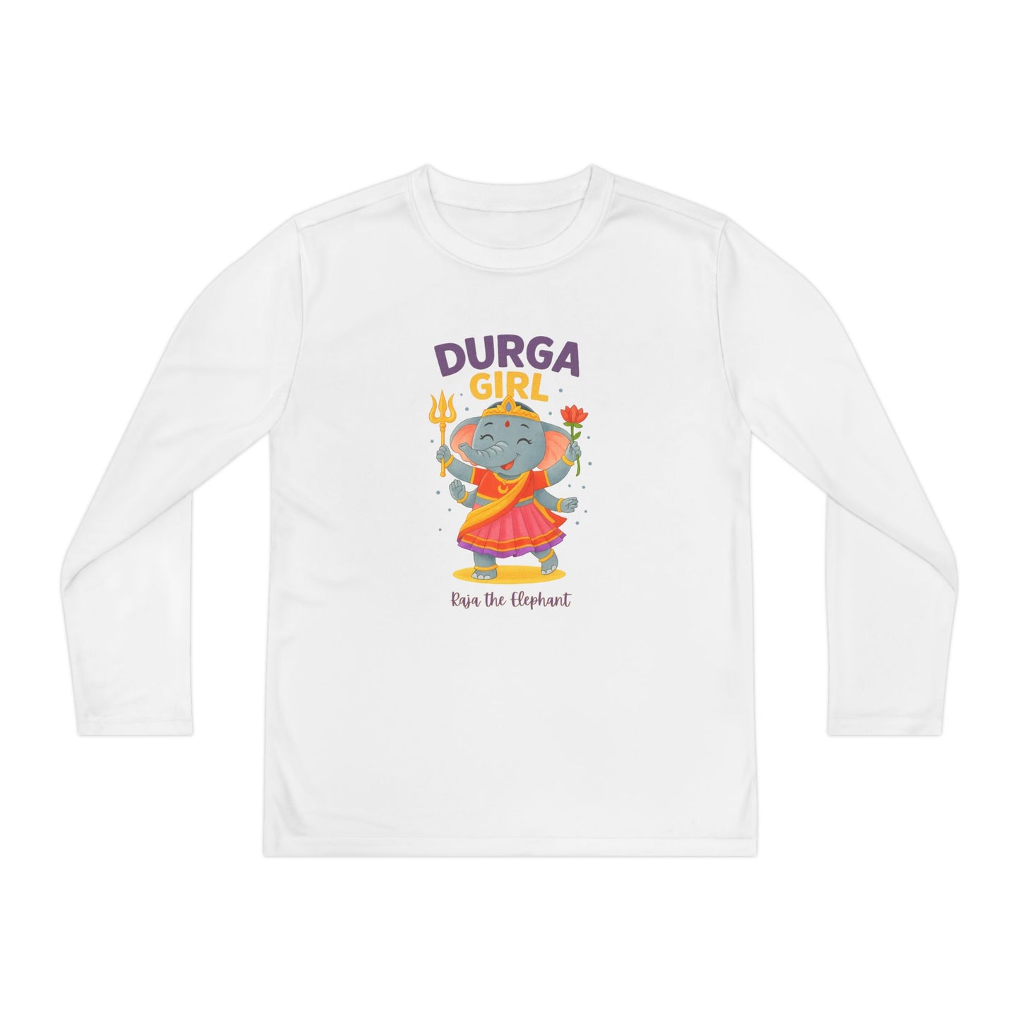"Durga Girl" Raja the Elephant Girls Long Sleeve Tshirt (Hindu Celebration)