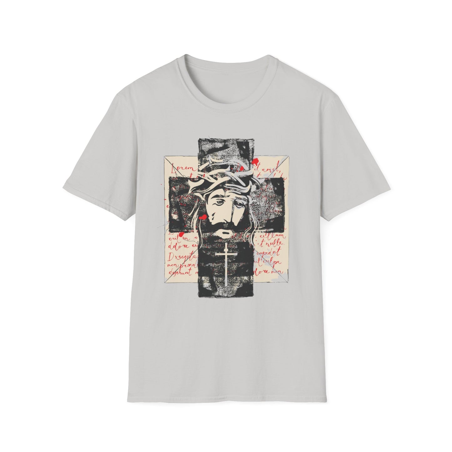 Christ on Cross with Latin Logo Men's Tshirt - Sweet Baby Jeez Teez