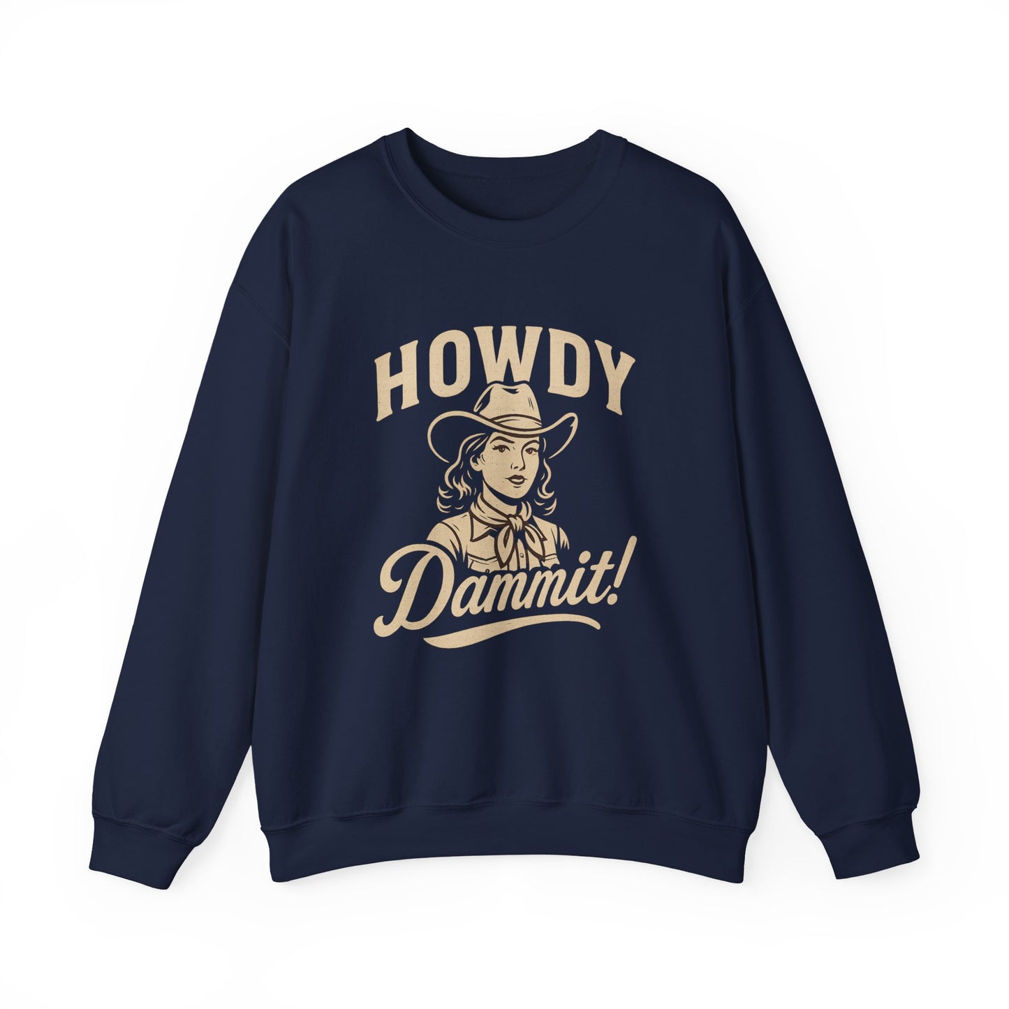Howdy Dammit! Aggie Texas Cowgirl Unisex Cozy Sweatshirt (Gold Logo)
