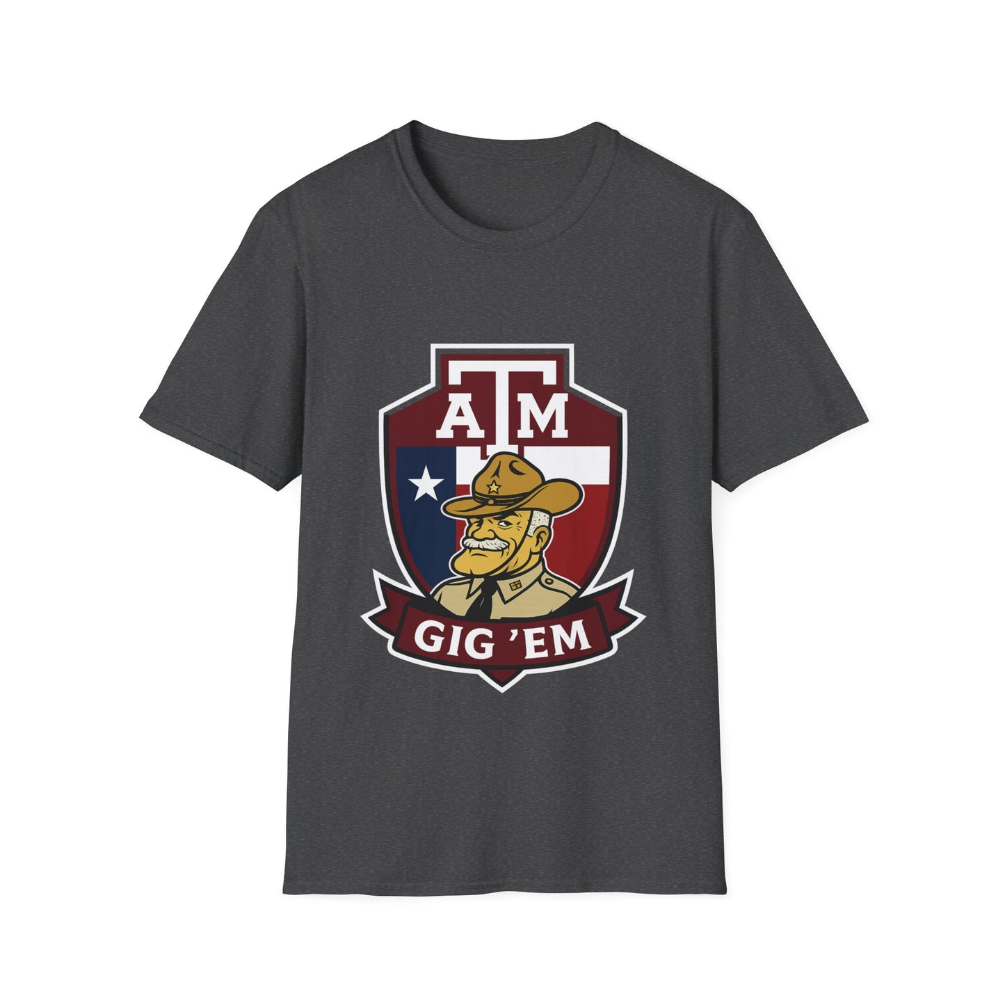 Gig 'Em Aggies Old Sarge Crest Soft Relaxed Tshirt (Texas Flag Logo 1)