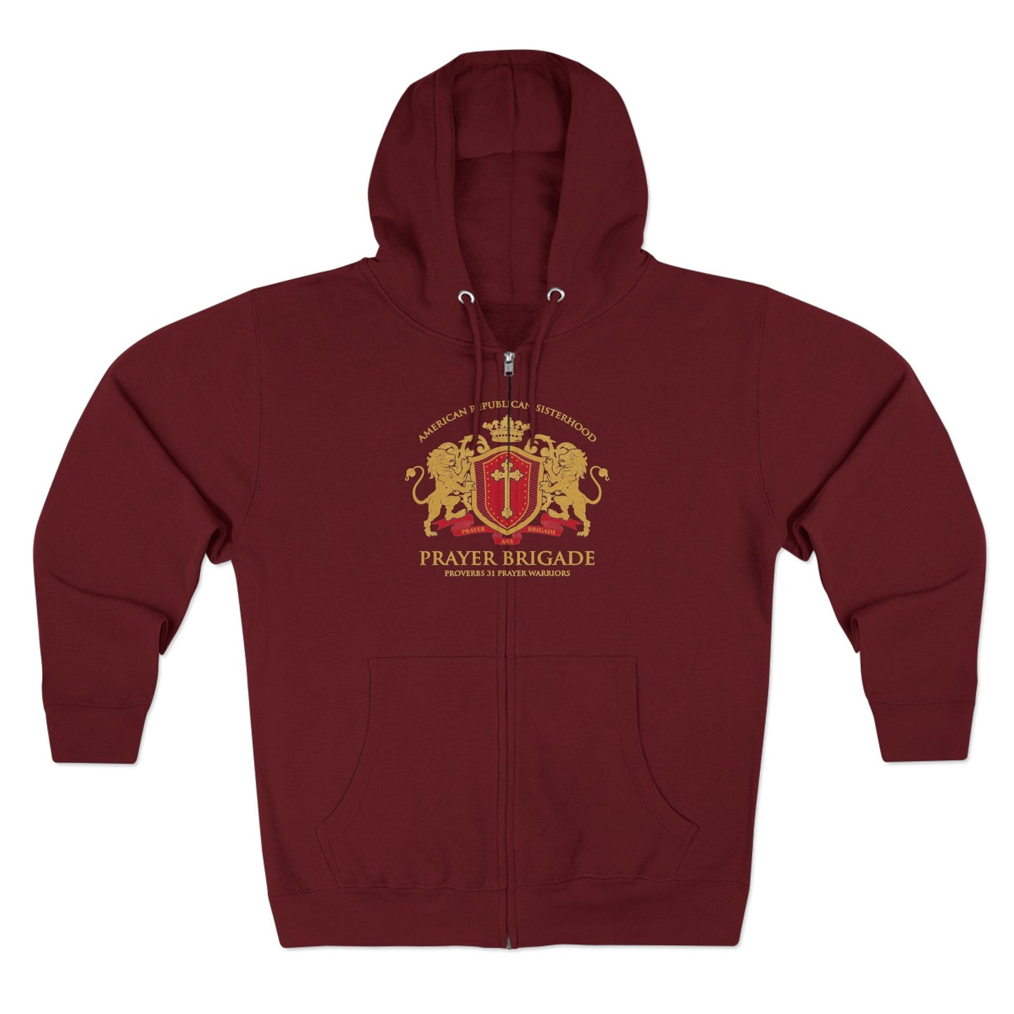 ARS Prayer Brigade Unisex Zip Hoodie (Black with Gold/Red Logo)