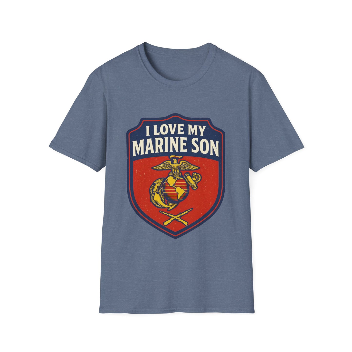 "I Love My Marine Son" Military Patriotic Softstyle Tshirt for Marine Parents
