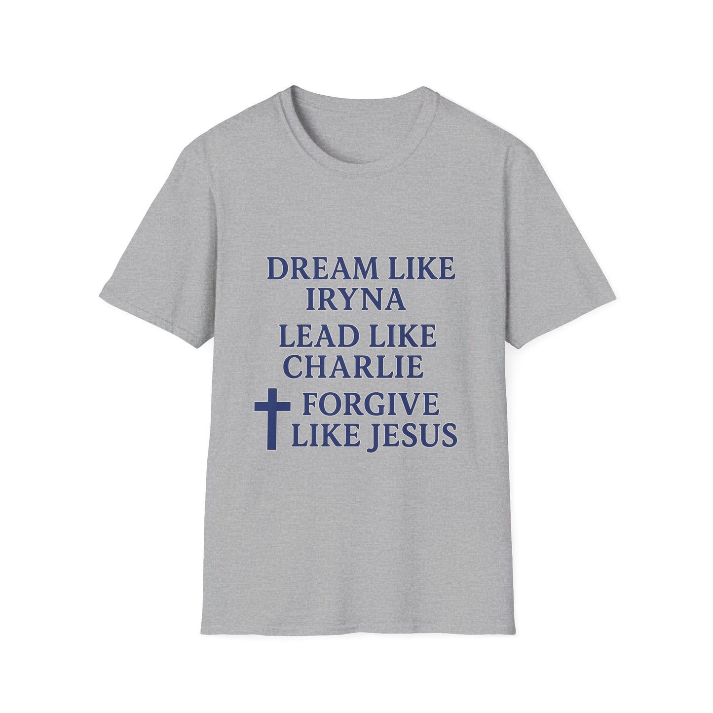 Dream, Lead, Forgive Men's Unisex Tshirt (Midnight Blue Logo)