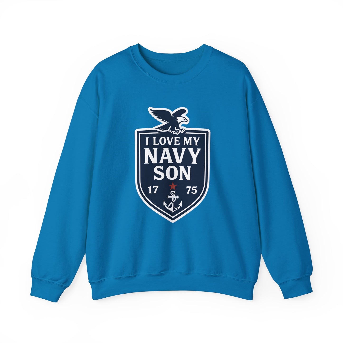 "I Love my Navy Son" Military Pride Navy Patriotic Crest Crewneck Sweatshirt