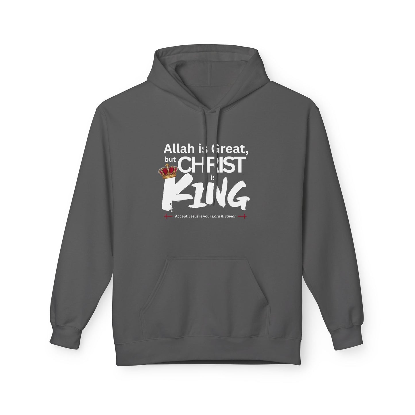 "Christ is King" Cozy Unisex Fleece Hoodie (Great Logo - White) - Sweet Baby Jeez Teez