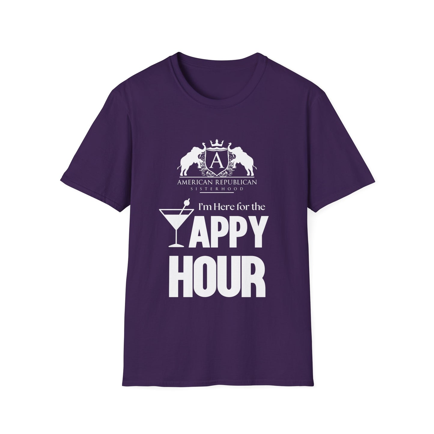 Here for the Yappy Hour Women's Unisex/Relaxed Tshirt (ARS-White Logo) - Sweet Baby Jeez Teez