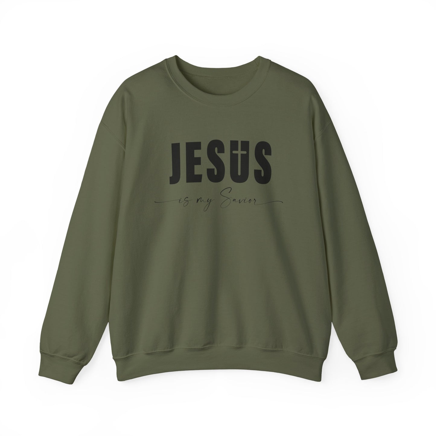 "Jesus is My Savior" Christian Faith Sweatshirt (Black Logo)