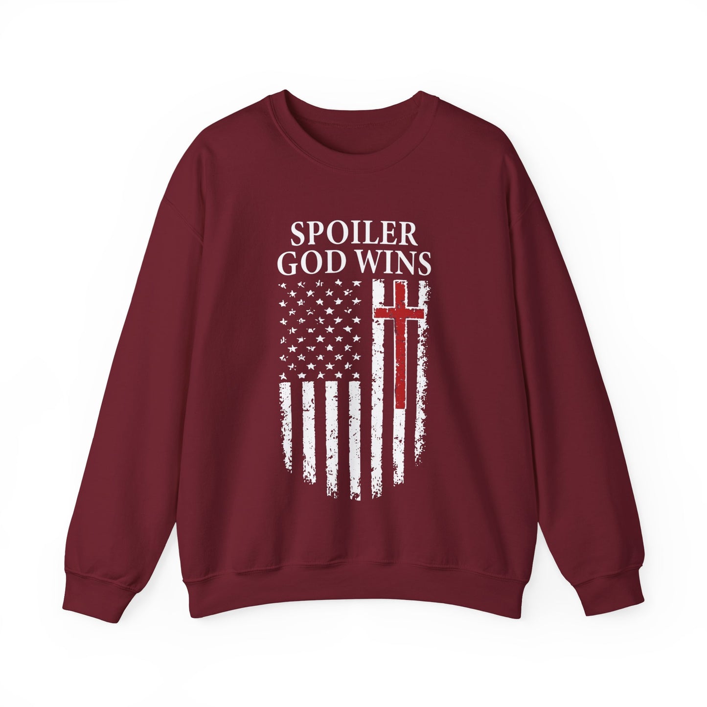 "Spoiler God Wins" Christian Unisex Cozy Sweatshirt