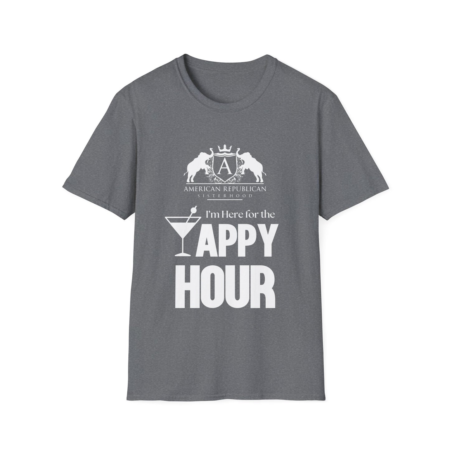 Here for the Yappy Hour Women's Unisex/Relaxed Tshirt (ARS-White Logo) - Sweet Baby Jeez Teez