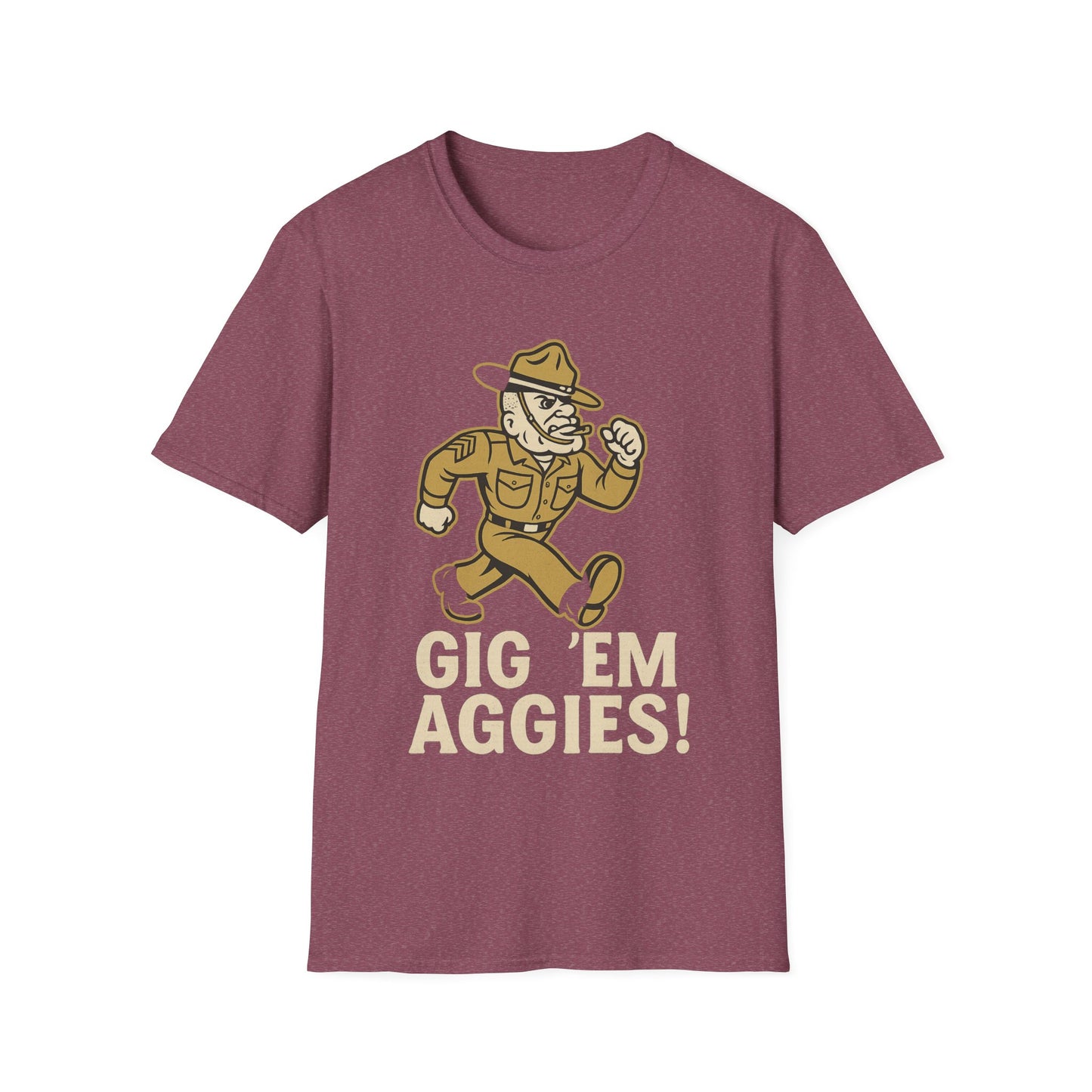 Gig 'Em Aggies Old Sarge Unisex Softstyle T-Shirt (Gold Logo) - Sweet Baby Jeez Teez