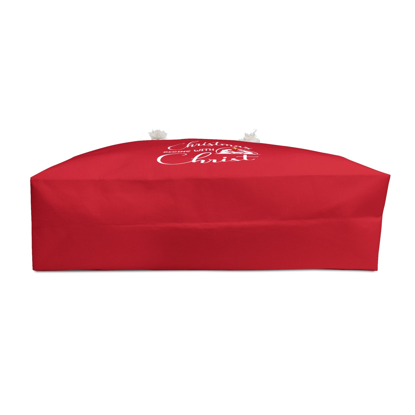 Christmas Begins with Christ Red Weekender Bag (White/Gold Logo) - Sweet Baby Jeez Teez