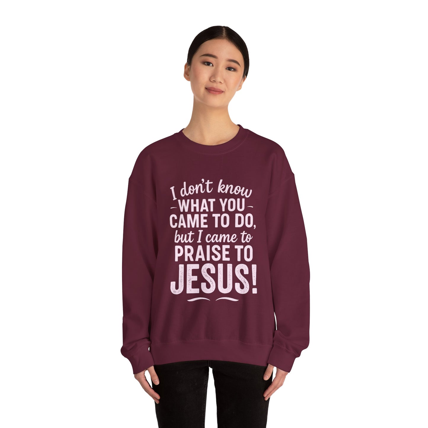 "Came to Praise Jesus" Unisex Heavy Sweatshirt (Light Pink Logo)