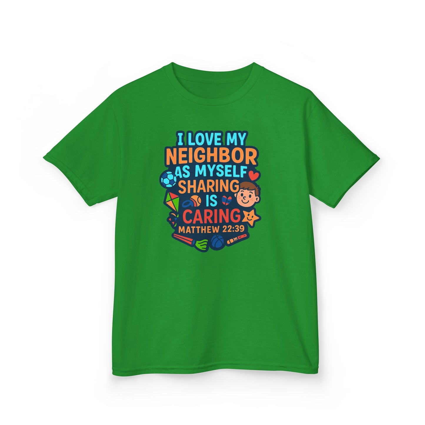 "I Love My Neighbor" Sharing is Caring Christian Boy's Bible Verse Tshirt