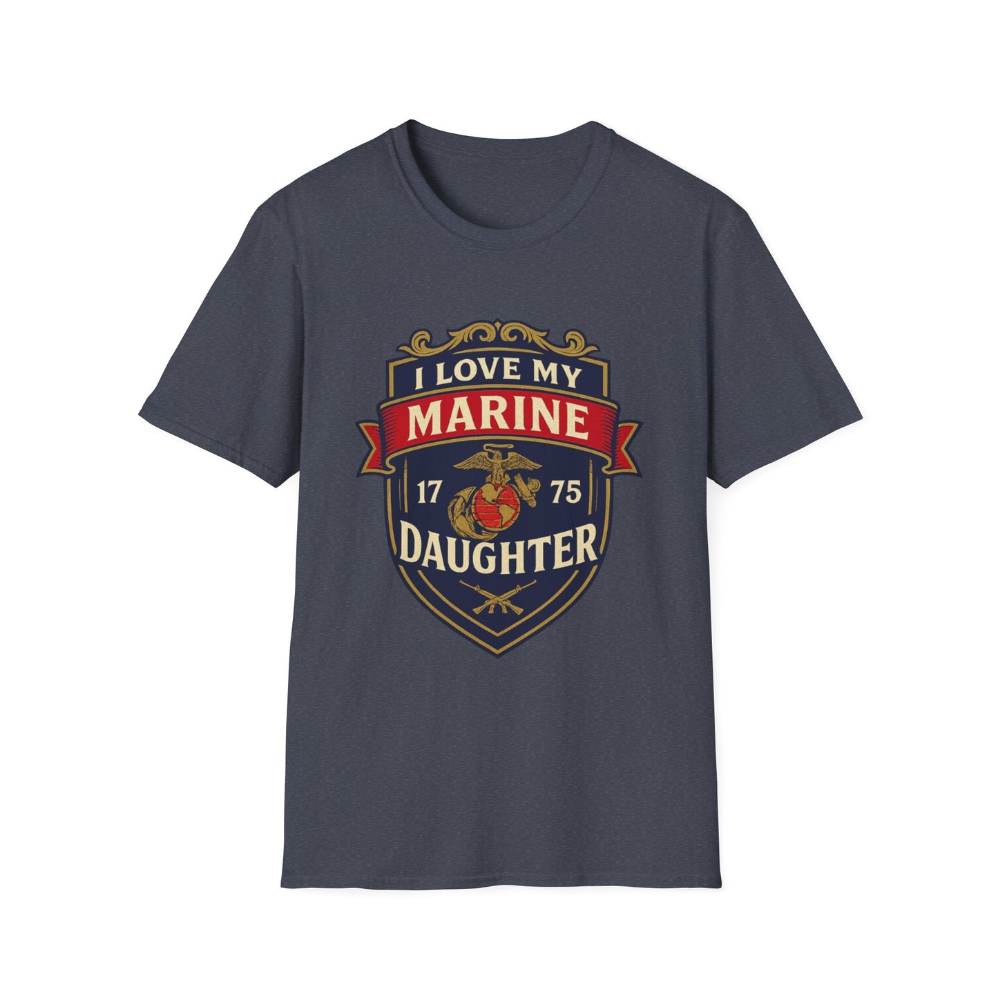 "I Love My Marine Daughter" Military Patriotic Softstyle Tshirt for Marine Parents
