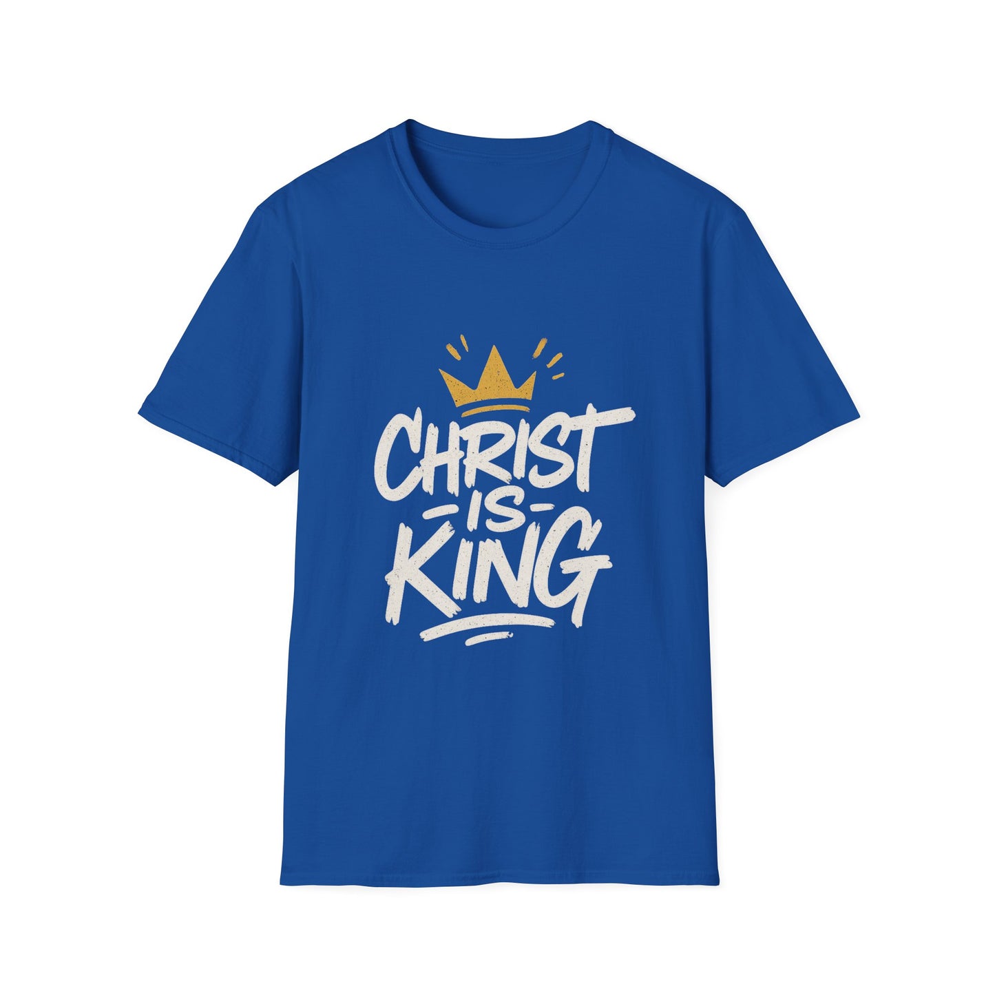 Christ is King Men's Unisex Softstyle T-Shirt (Gold Crown Logo)