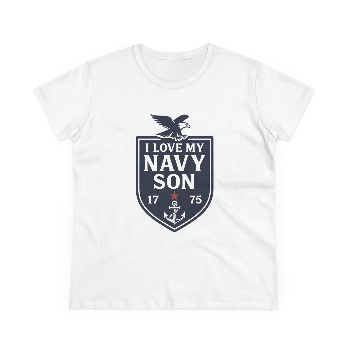 "I Love my Navy Son" Military Pride Patriotic Crest Women's Semi-Fitted Tshirt