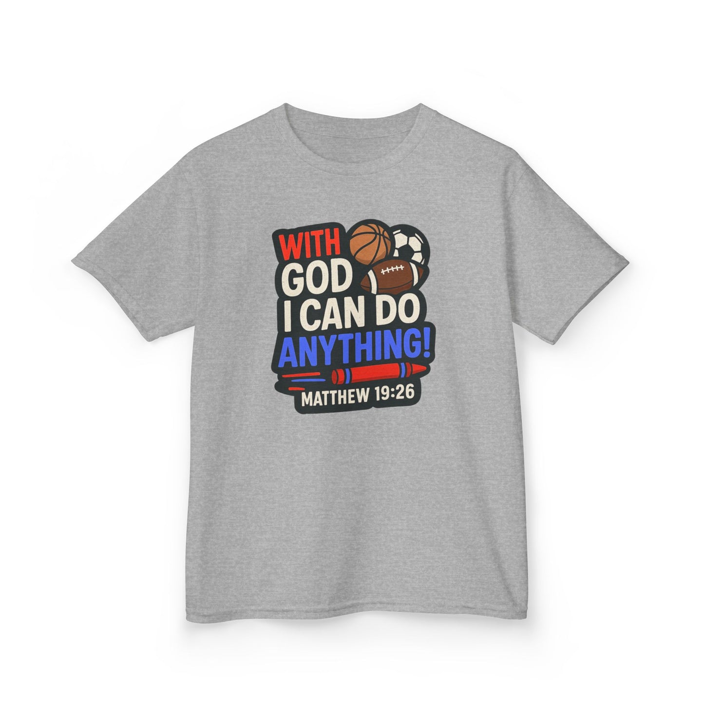 "With God I Can Do Anything!" Bible Verse Christian Boy's Inspirational Tshirt