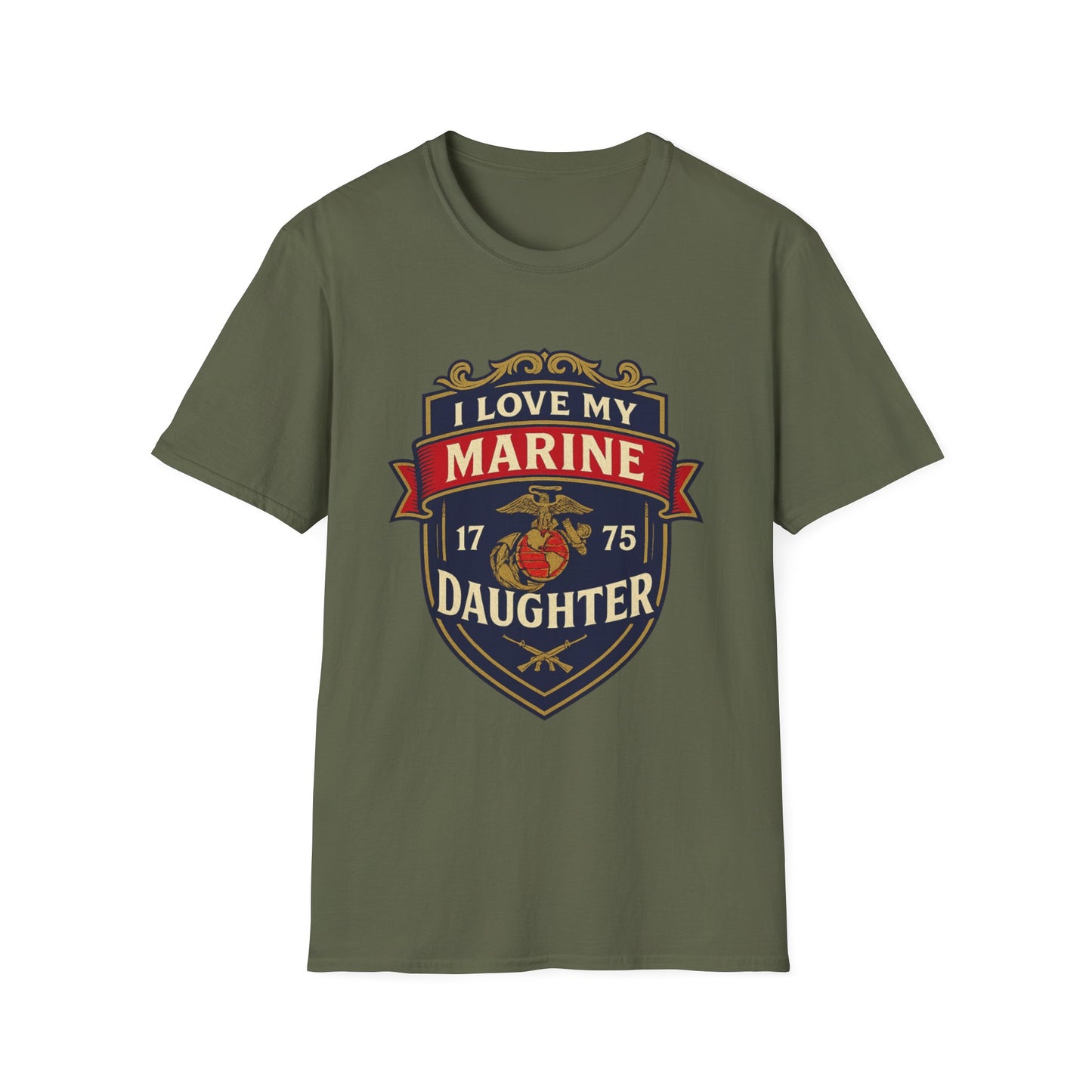 "I Love My Marine Daughter" Military Patriotic Softstyle Tshirt for Marine Parents