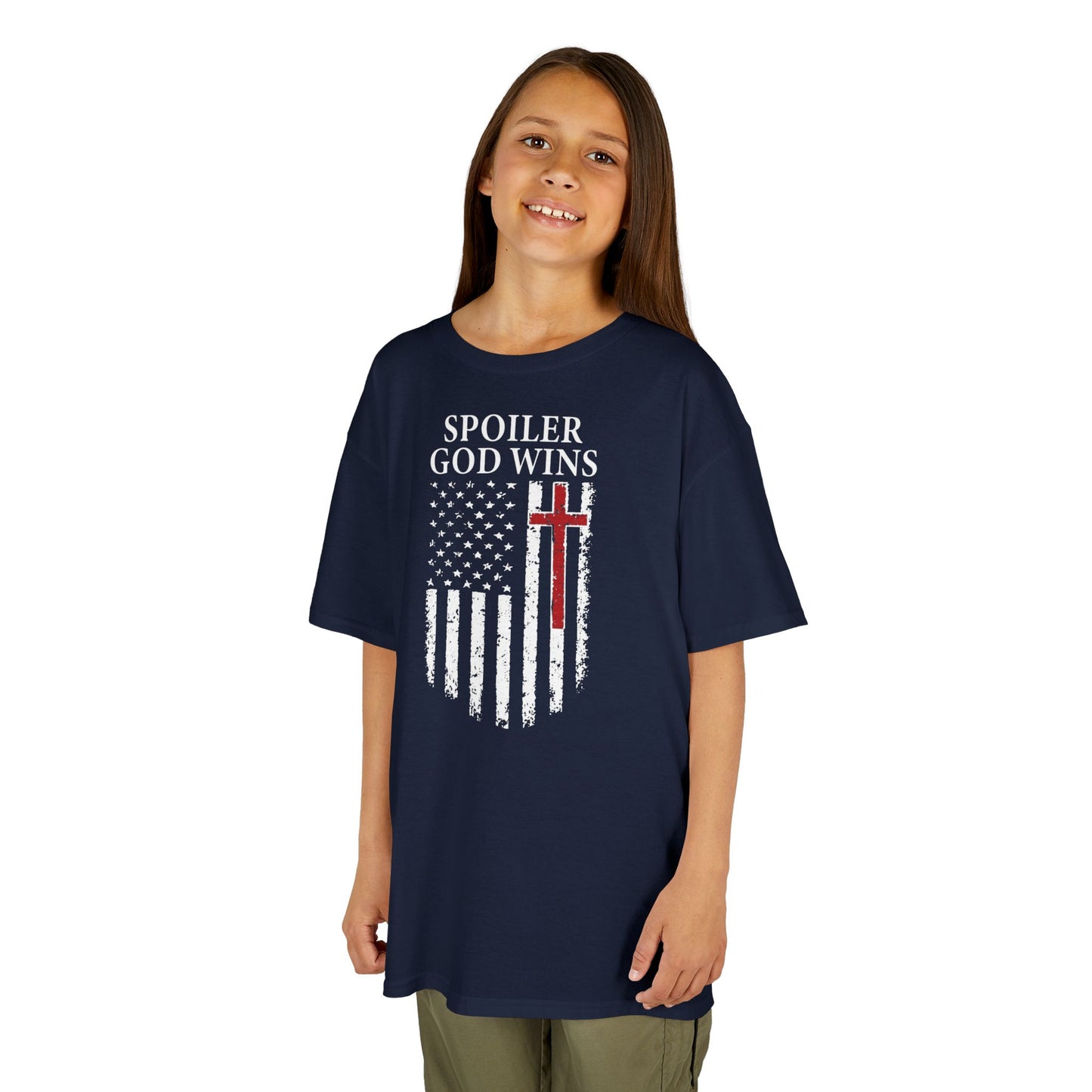 "Spoiler God Wins" Christian Kids Softstyle T-Shirt