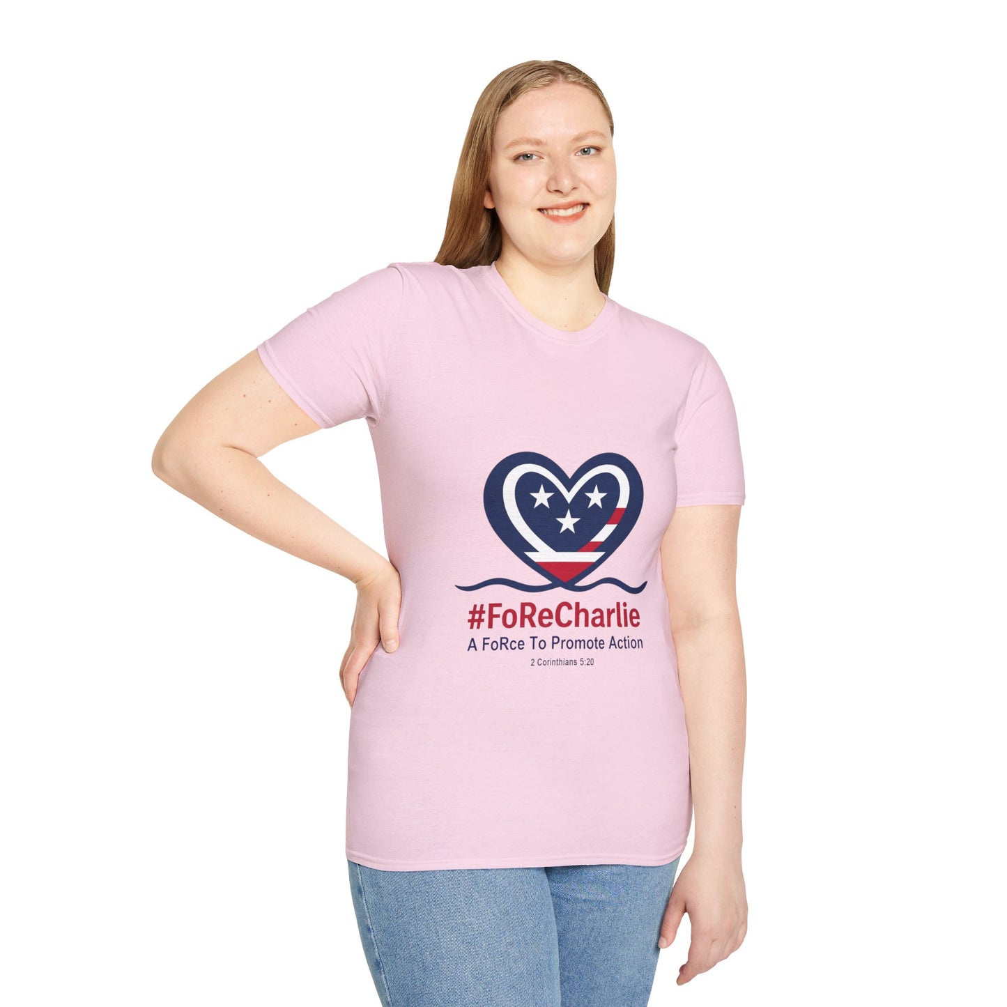 "FoRe Charlie" Ambassador Pageant Memorial Tshirt of Charlie Kirk (Heart Logo)