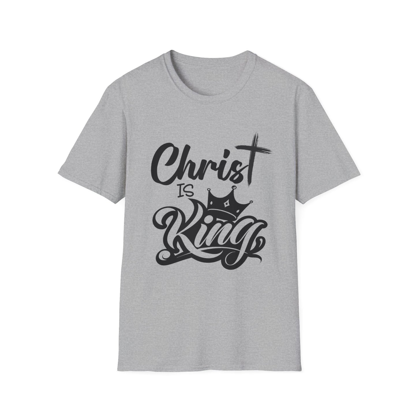 "Christ is King" Unisex Softstyle T-Shirt (Black Logo) - Sweet Baby Jeez Teez