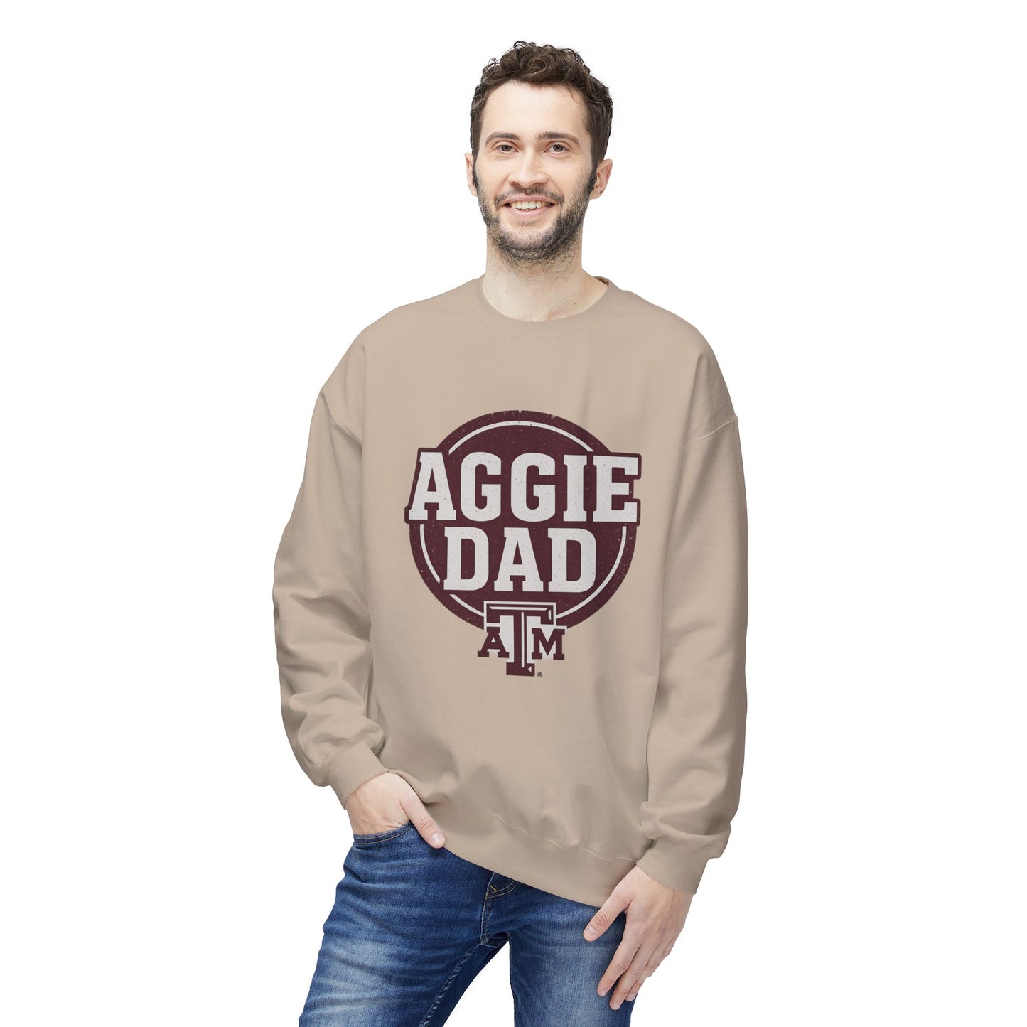 Aggie Dad Texas A&M Midweight Fleece Crewneck Sweatshirt - Sweet Baby Jeez Teez