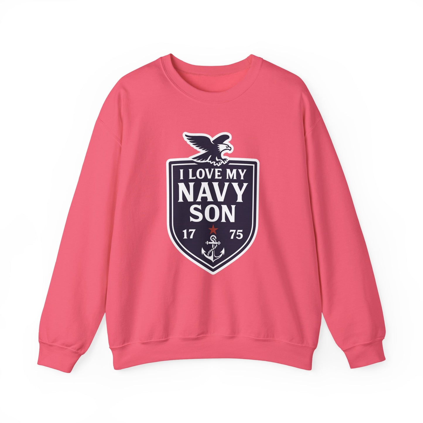 "I Love my Navy Son" Military Pride Navy Patriotic Crest Crewneck Sweatshirt