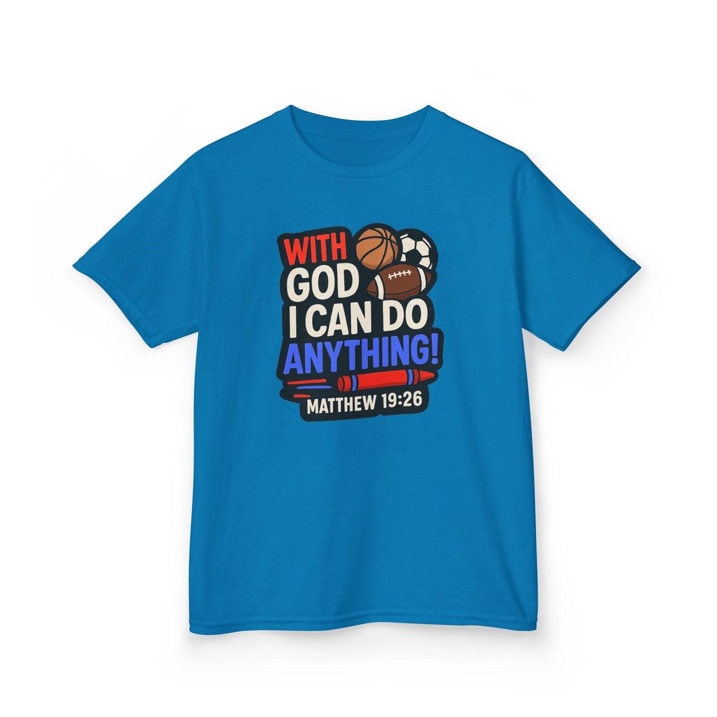 "With God I Can Do Anything!" Bible Verse Christian Boy's Inspirational Tshirt