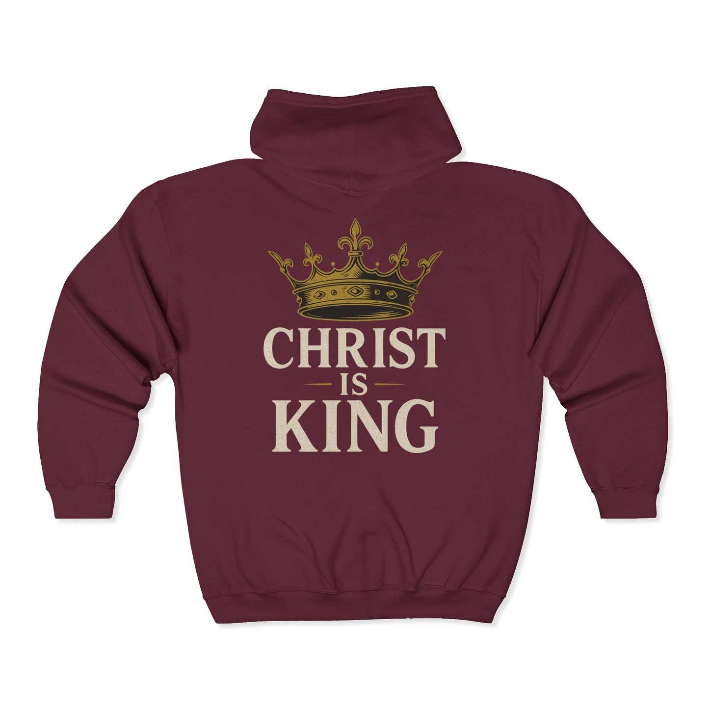 "Christ is King" Unisex Cozy Full-Zip Hoodie (Back Logo)