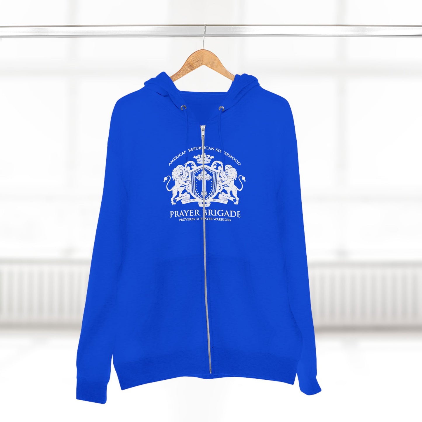 ARS Prayer Brigade Unisex Full Zip Hoodie (Dark Red with White Logo)