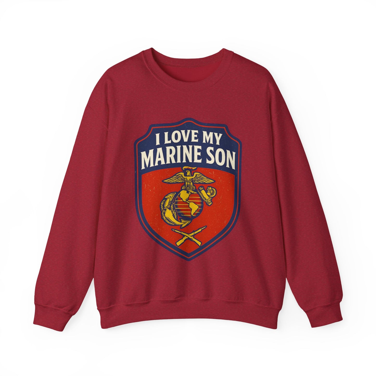 "I Love My Marine Son" Patriotic Crewneck Sweatshirt for Marine Military Parents